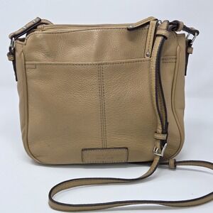Tignanello Leather Crossbody Organizer Bag Camel Tan Pockets